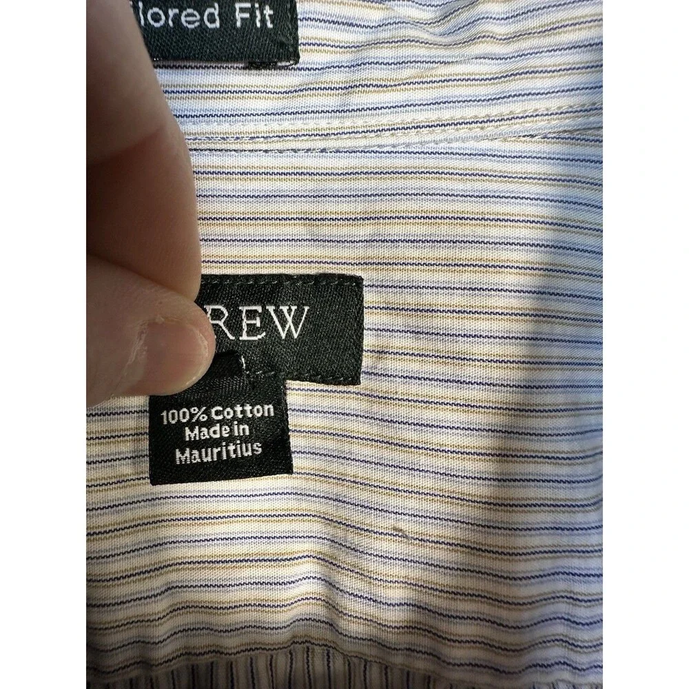 J. Crew Tailored Fit Button Down Shirt 100% Cotton Preppy Striped Mens Size XL